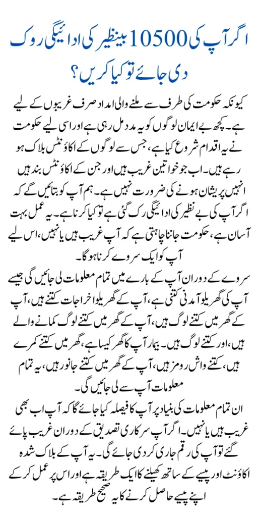 What To Do if Your 10500 Benazir Kafalat Payment Stopped