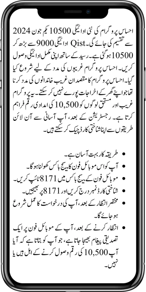 Ehsaas Program 10500 Online Web Portal Status Check With CNIC