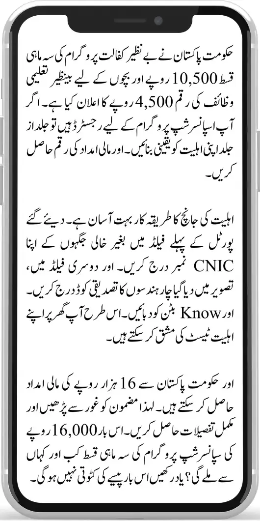 Get 16000 New Payment From Benazir And Taleemi Wazaif