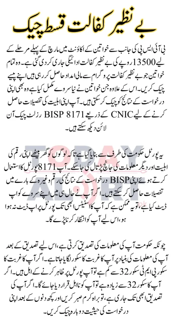 BISP 8171 Result Check Online By CNIC For 1st Phase March Payment