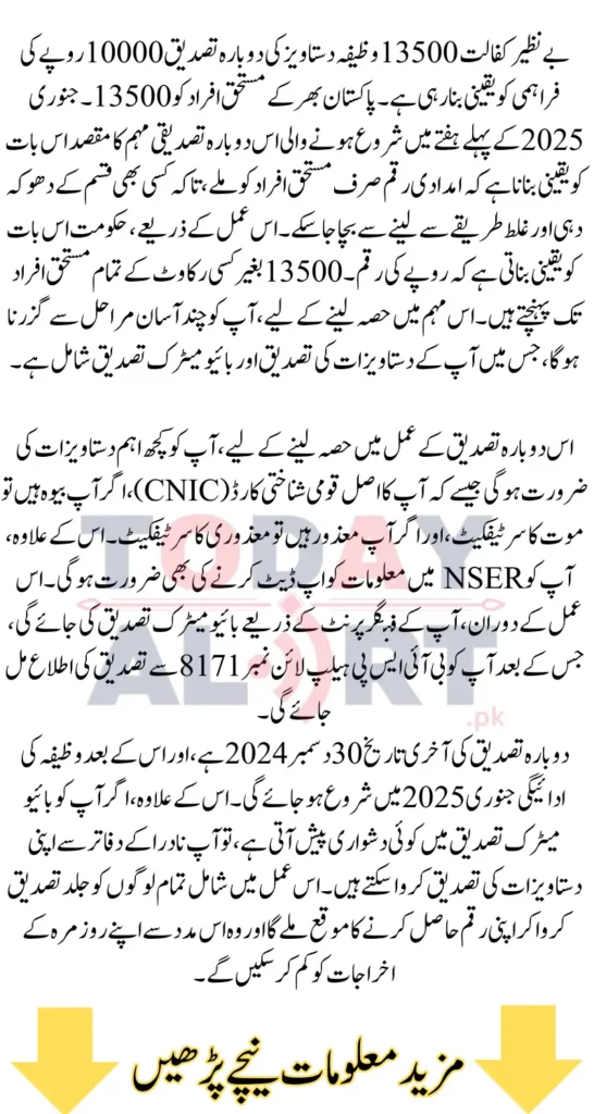Benazir Kafalat Stipend Re-Verification For Ineilgible Women For January 2025