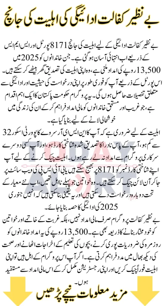 Benazir Kafalat Payment Eligibility Check For January 2025 Through 8171 Portal & SMS