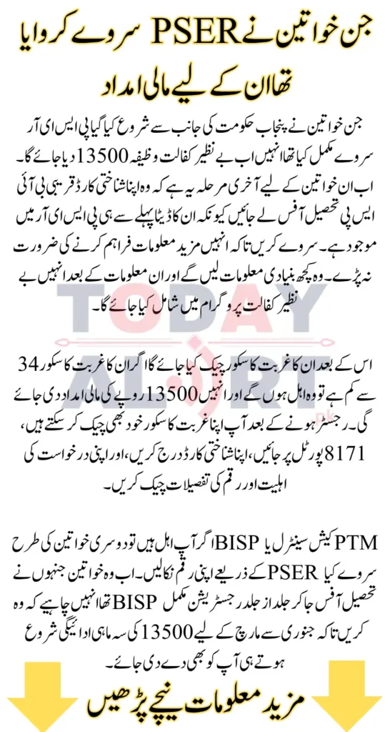 Benazir Kafalat Stipend PSER Women 13500 Registration and Payment Process