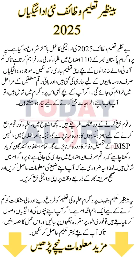 Benazir Taleemi Wazaif New Payments 2025 1st Phase Districts List