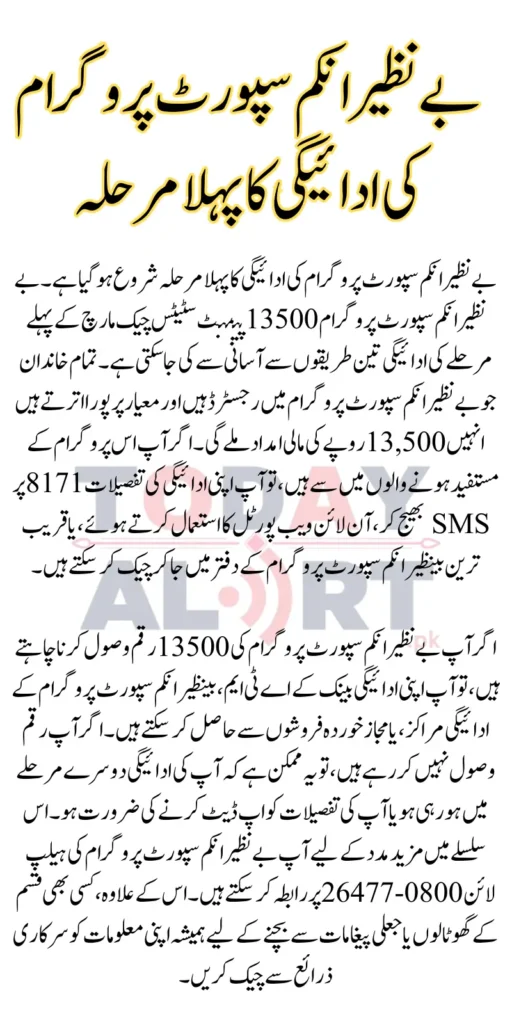 BISP 13500 Payment Status Check 1st Phase March 2025